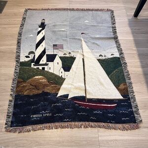 Warren Kimble Nautical Lighthouse Woven Throw Blanket 52x70
